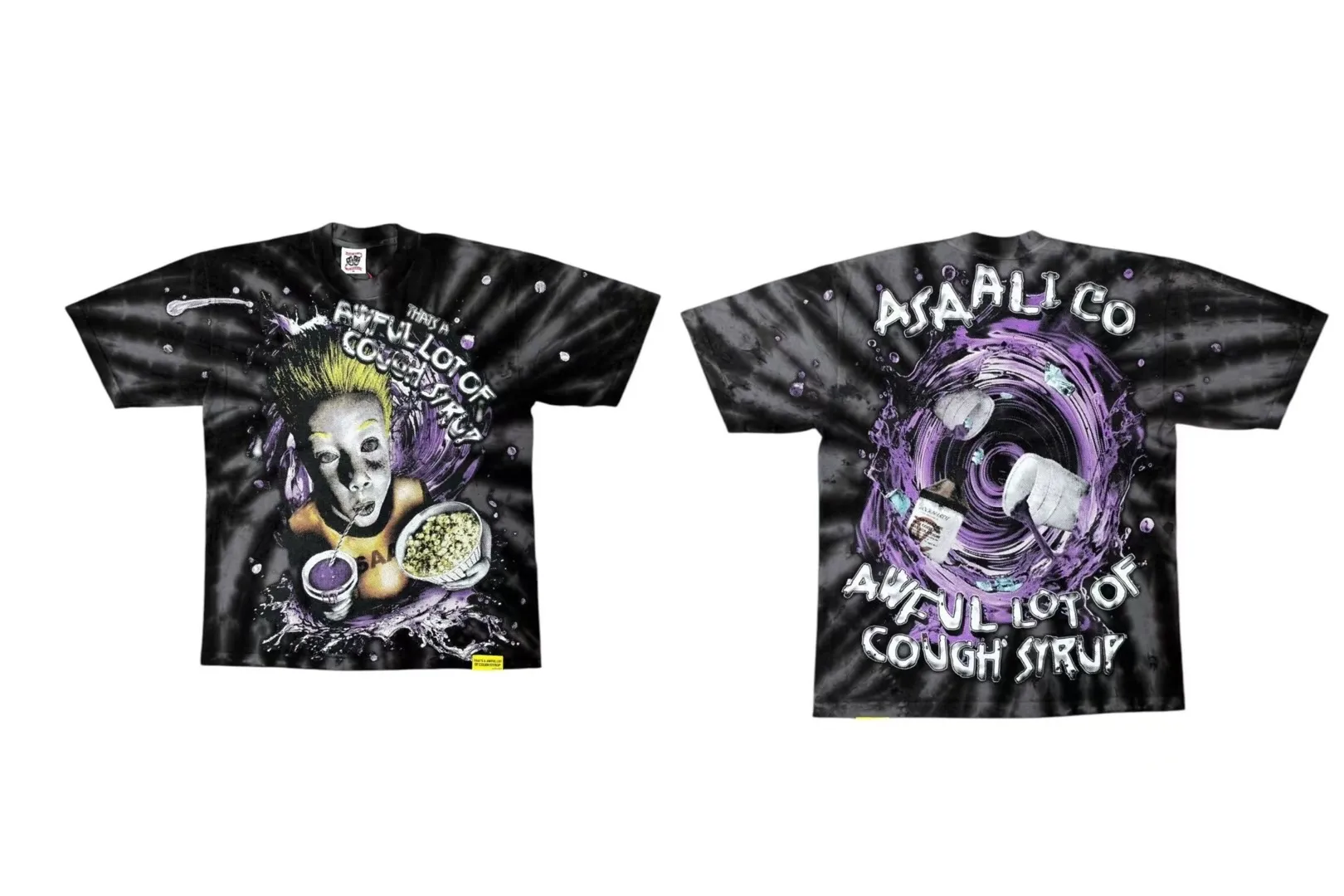 #Black I THAT'S A AWFUL LOT OF COUGH SYRUP In Stock Real shot American simple trendy brand loose casual T-shirt Fabric (fabric): 32 counts Weight combed double yarn pure cotton Sizes (size): S-M L X L Color (colour): Black 👉